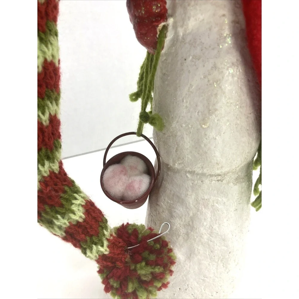 Rare Snowman With Long Knit Hat‎ Quirky Unique Whimsical Figurine 11.5
